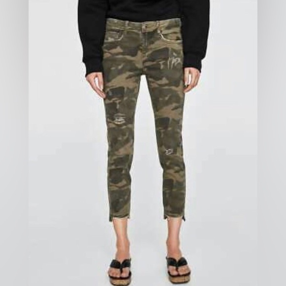 Zara Camo Skinny Jean w/ slight stretch.